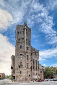 101 Arlington Street/130 Columbus Avenue, is Boston's historic Armory of the First Corps of Cadets, is now an events venue dubbed Castle at Park Plaza.