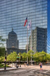 200 Clarendon Street, aka John Hancock Tower, reflects all around it - 200 Berkeley Street and 500 Boylston Street - in the famous blue glass panels.