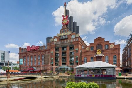 United Railways & Electric Company Power Plant on Pier 4 is now home to Phillips Seafood and Hard Rock Cafe.
