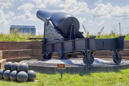 Civil War-era cannon at Fort McHenry. The fort was instrumental in protecting Baltimore and the approach to Washington, D.C.