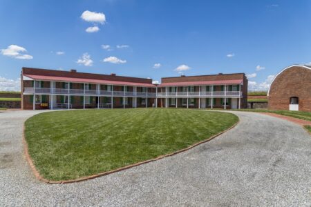Number 1 Enlisted Men's Barracks, Junior Officers' Barracks, and magazine inside Fort McHenry.