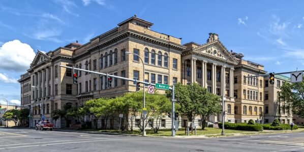 Greystone Square, aka Central Technical High School, 701-745 S Warren Street, built 1903.