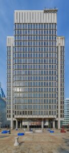 Municipal Services Building is set in a broad plaza across John F Kennedy Boulevard from Philadelphia City Hall.