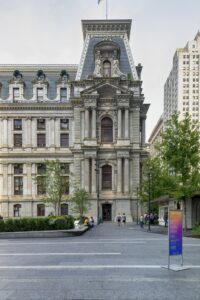 Philadelphia City Hall is at the geographic center of Philadelphia, and until 1986 was the city's tallest structure by "gentlemen's agreement."