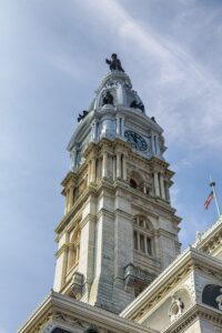 Philadelphia City Hall is at the geographic center of Philadelphia, and until 1986 was the city's tallest structure by "gentlemen's agreement."