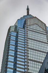 1650 Market Street, aka One Liberty Place, is often called "Philadelphia's Chrysler Building" for its graceful spire. The skyscraper was first to break the “gentlemen’s agreement” limiting heights to the height of City Hall’s statue of William Penn.