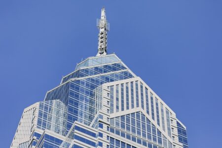 1650 Market Street, aka One Liberty Place, is often called "Philadelphia's Chrysler Building" for its graceful spire. The skyscraper was first to break the “gentlemen’s agreement” limiting heights to the height of City Hall’s statue of William Penn.