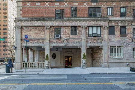 2 Sutton Place South is an Emery Roth-designed cooperative apartment building with unique corner porte cochere.