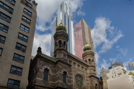 Central Synagogue, 652 Lexington Avenue, is a landmark house of worship in Midtown Manhattan. It was built in 1872, designed by Henry Fernbach in Moorish Revival style.
