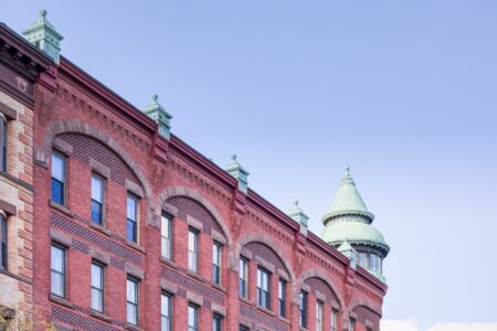 Linden Building, built in 1891, is a Main Street landmark with its copper-topped cupola. Now condominiums.