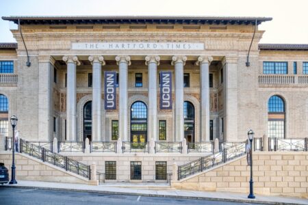 Hartford Times Building, now part of the University of Connecticut campus. Beaux Arts landmark at 10 Prospect St.