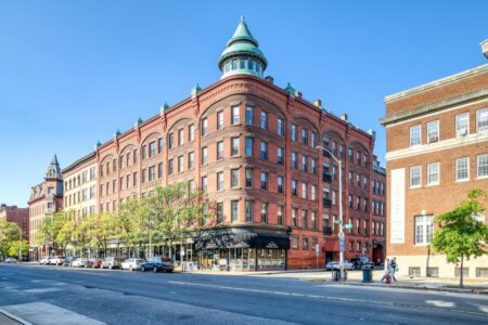 Linden Building, built in 1891, is a Main Street landmark with its copper-topped cupola. Now condominiums.