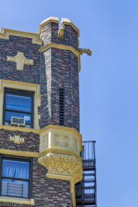 1515 Grand Concourse is a neo-Tudor oddity among the many Art Deco landmarks of the Grand Concourse Historic District.