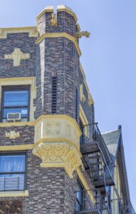 1515 Grand Concourse is a neo-Tudor oddity among the many Art Deco landmarks of the Grand Concourse Historic District.