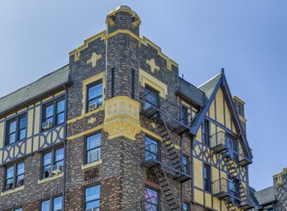 1515 Grand Concourse is a neo-Tudor oddity among the many Art Deco landmarks of the Grand Concourse Historic District.