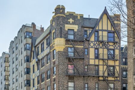 1515 Grand Concourse is a neo-Tudor oddity among the many Art Deco landmarks of the Grand Concourse Historic District.