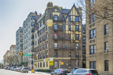 1515 Grand Concourse is a neo-Tudor oddity among the many Art Deco landmarks of the Grand Concourse Historic District.