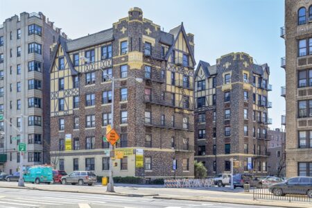 1515 Grand Concourse is a neo-Tudor oddity among the many Art Deco landmarks of the Grand Concourse Historic District.