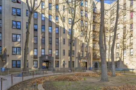 Noonan Plaza Apartments, designed by Horace Ginsbern and Marvin Fine, are Art Deco landmarks in the Highbridge section of The Bronx.