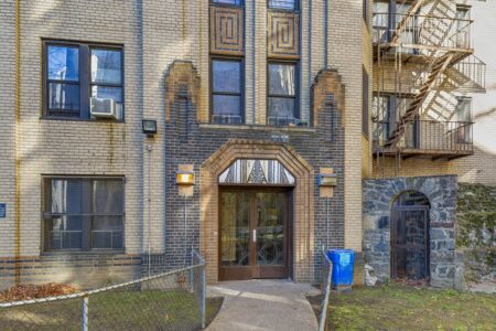 Noonan Plaza Apartments, designed by Horace Ginsbern and Marvin Fine, are Art Deco landmarks in the Highbridge section of The Bronx.