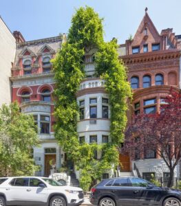 141 and 143 West 81st Street were designed by Rossiter & Wright in a mix of Romanesque Revival and Queen Anne styles; 145 (at left) was designed by William Baker in Queen Anne style. All three are included in the Upper West Side/Central Park West Historic District.